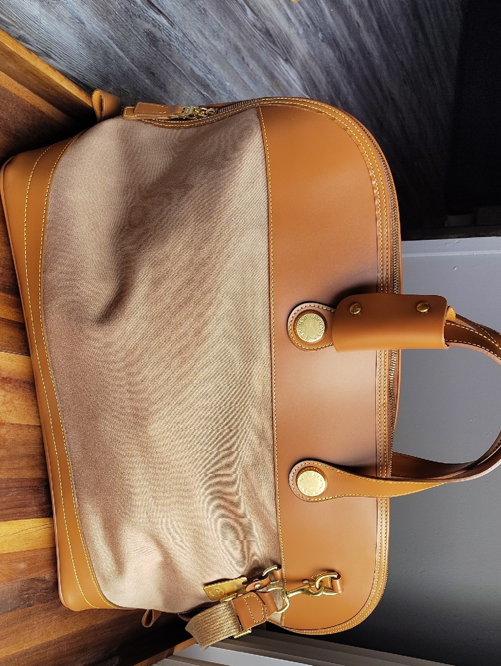 Canvas and leather weekender travel bag, Dooney & Bourke